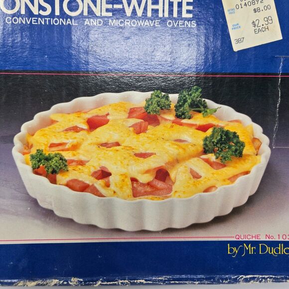 Mr. Dudley Ironstone White Quiche Dish for Microwave‎ Conventional Ovens 8" D - Picture 2 of 9